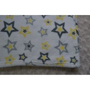Little Beginnings Star Baby Blanket White Gray Yellow Security Lovey Fleece